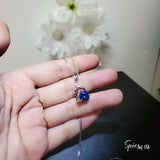 Sapphire Necklace - 18KGP Sterling Silver - Swan Pendant - 1.8 ct Round Blue Pendant - Solitaire Simple September Birthstone Bird Lover #157