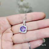 Genuine Amethyst Necklace Natural Amethyst Pendant 18kgp@ Sterling Silver - Simple Purple Amethyst Healing Jewelry February Birthstone #476