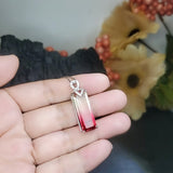 Created Tourmaline Necklace Sterling Silver Rectangle Gradient Red Gemstone Pendant #737