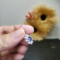 Tiny Tanzanite Sunflower Necklace Sterling Silver - December Birthstone - Tanzanite pendant Sterling Silver 053