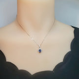 Tanzanite Necklace - 2 CT Oval Cut Diamond Halo Blue Tanzanite Pendant - 18KGP @ Sterling Silver - Solitaire Lab Created Blue Gemstone #317