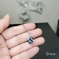 Blue Topaz Necklace - Sterling Silver Swan Pendant - 2 Ct Blue Topaz White Gold Coated Solitaire Single Simple Bird Pendant #162