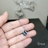 Blue Topaz Necklace - Sterling Silver Swan Pendant - 2 Ct Blue Topaz White Gold Coated Solitaire Single Simple Bird Pendant #162