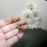 Peridot Butterfly Necklace - 18KGP Sterling Silver 10mm 4 ct Lab Created Green Peridot Pendant - August Birthstone Peridot Jewelry #439