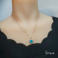 Paraiba Necklace - Rose Gold Coated Sterling Silver Solitaire 4 CT Blue Paraiba Tourmaline Necklace #378