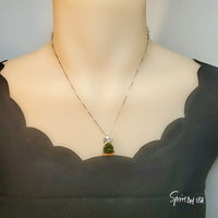 Large Trillion Cut Peridot Necklace - Sterling Silver Butterfly Pendant - Triangle 8 CT Green Peridot #634