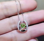 Tiny Green Peridot Necklace Sterling Silver Horseshoe Peridot Pendant