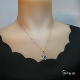 Dragonfly Blue Topaz Necklace - Rose Gold Coated 925 Sterling Silver #338