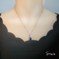 Sapphire Necklace - 18KGP Sterling Silver - Swan Pendant - 1.8 ct Round Blue Pendant - Solitaire Simple September Birthstone Bird Lover #157