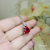 Large Trillion Cut 8 CT Ruby Necklace - Sterling Silver Butterfly Style Pendant - July Birthstone - Pigeon Blood Red Ruby Jewelry - #633