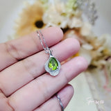 Genuine Teardrop Peridot Necklace - Gemstone Petal Flower -Natural 2.5 CT Green Peridot Pendant 18KGP August Birthstone Sterling Silver #937