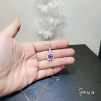 Genuine Amethyst Necklace Natural Amethyst Pendant 18kgp@ Sterling Silver - Simple Purple Amethyst Healing Jewelry February Birthstone #476