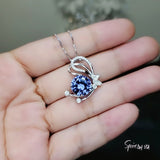 Round Tanzanite Necklace - Sterling Silver Butterfly Necklace - December Birthstone - 18KGP - Lab Created Energic Tanzanite Pendant #548