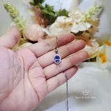 Oval Tanzanite Necklace - 2.5 CT 18k @ Sterling Silver - Halo Blue Gemstone Gemstone - December Birthstone - Lab Energic Tanzanite #325