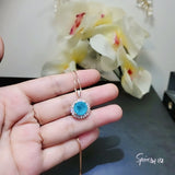 Paraiba Necklace - Rose Gold Coated Sterling Silver Solitaire 4 CT Blue Paraiba Tourmaline Necklace #378