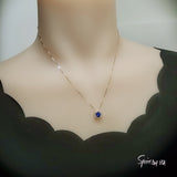 Tiny Tanzanite Rose Gold Sterling Silver Choker Round December Birthstone Necklace Little Tanzanite Choker Jewelry 084