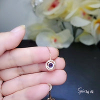 Tiny Tanzanite Rose Gold Sterling Silver Choker Round December Birthstone Necklace Little Tanzanite Choker Jewelry 084