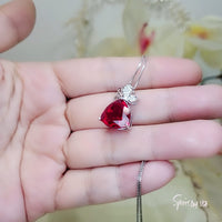 Large Trillion Cut 8 CT Ruby Necklace - Sterling Silver Butterfly Style Pendant - July Birthstone - Pigeon Blood Red Ruby Jewelry - #633