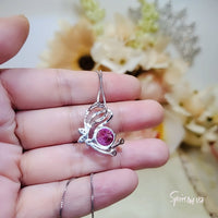 Pink Tourmaline Necklace - 18KGP @ Sterling Silver Butterfly Necklace #554