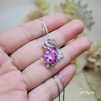 Pink Tourmaline Necklace - 18KGP @ Sterling Silver Butterfly Necklace #554