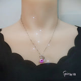 Pink Tourmaline Necklace - 18KGP @ Sterling Silver Butterfly Necklace #554