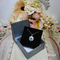 Green Emerald Necklace - Gemstone Water Lily Flower Pendant - 18KGP @ Sterling Silver - 1 CT Emerald Jewelry - Goddess Athena Necklace #651