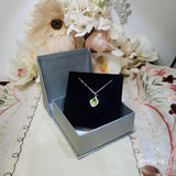 Genuine Teardrop Peridot Necklace - Gemstone Petal Flower -Natural 2.5 CT Green Peridot Pendant 18KGP August Birthstone Sterling Silver #937