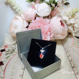 Fox Sunstone Necklace - 18KGP @ Sterling Silver Tangerine Sapphire Jewelry 2 CT Red Orange Sun stone Pendant #466