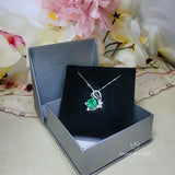 Emerald Butterfly Necklace Large Green Emerald Pendant Sterling Silver White Gold Coated 4 CT Green Lab Emerald Gemstone Jewelry #964