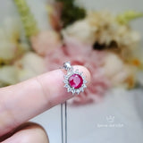 Minimalist Ruby Necklace - 6 mm 0.85 CT Gemstone Sunflower White Gold 925 Silver Princess Diana Style 021