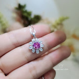 Pink Tourmaline Necklace - 18KGP @ Sterling Silver Sunflower Pendant Tourmaline jewelry Pink gemstone Flower Style 056