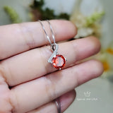 Simple Orange Sunstone Necklace - 2 CT Bowknot Sun Stone Pendant - 18KGP @ Sterling Silver - Orange Gemstone Jewelry 098