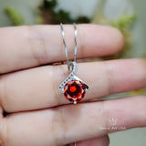 Simple Orange Sunstone Necklace - 2 CT Bowknot Sun Stone Pendant - 18KGP @ Sterling Silver - Orange Gemstone Jewelry 098