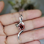 Dynamic Bow Orange Spessartite Garnet Necklace, White Gold coated Sterling Silver 2 CT Orange gemstone pendant #566