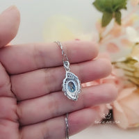 The Spiral of Life Blue Topaz Necklace Gemstone Swirl White Yellow Gold Blue Topaz Pendant Jewelry Sterling Silver #656