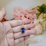 Large Oval Blue Tanzanite Necklace Gemstone Crown 6 CT Energic Tanzanite Pendant Sterling Silver Rose Gold Coated #812