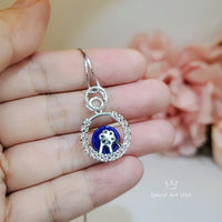 Round Lapis Lazuli Necklace Sterling Silver Triple Circle Infinity White Gold Coated Natural Lapis Lazuli Pendant Jewelry 1017