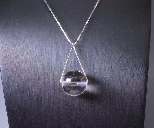 Clear Quartz Necklace: Sterling Silver Geometric Pendant, Chakra Jewelry chunky stone jewelry #2167