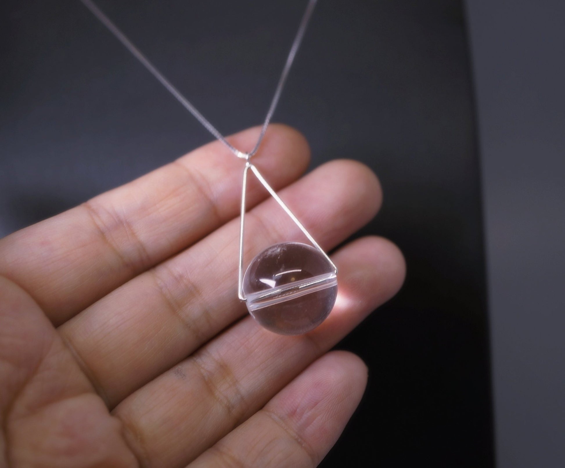 Clear Quartz Necklace: Sterling Silver Geometric Pendant, Chakra Jewelry chunky stone jewelry #2167