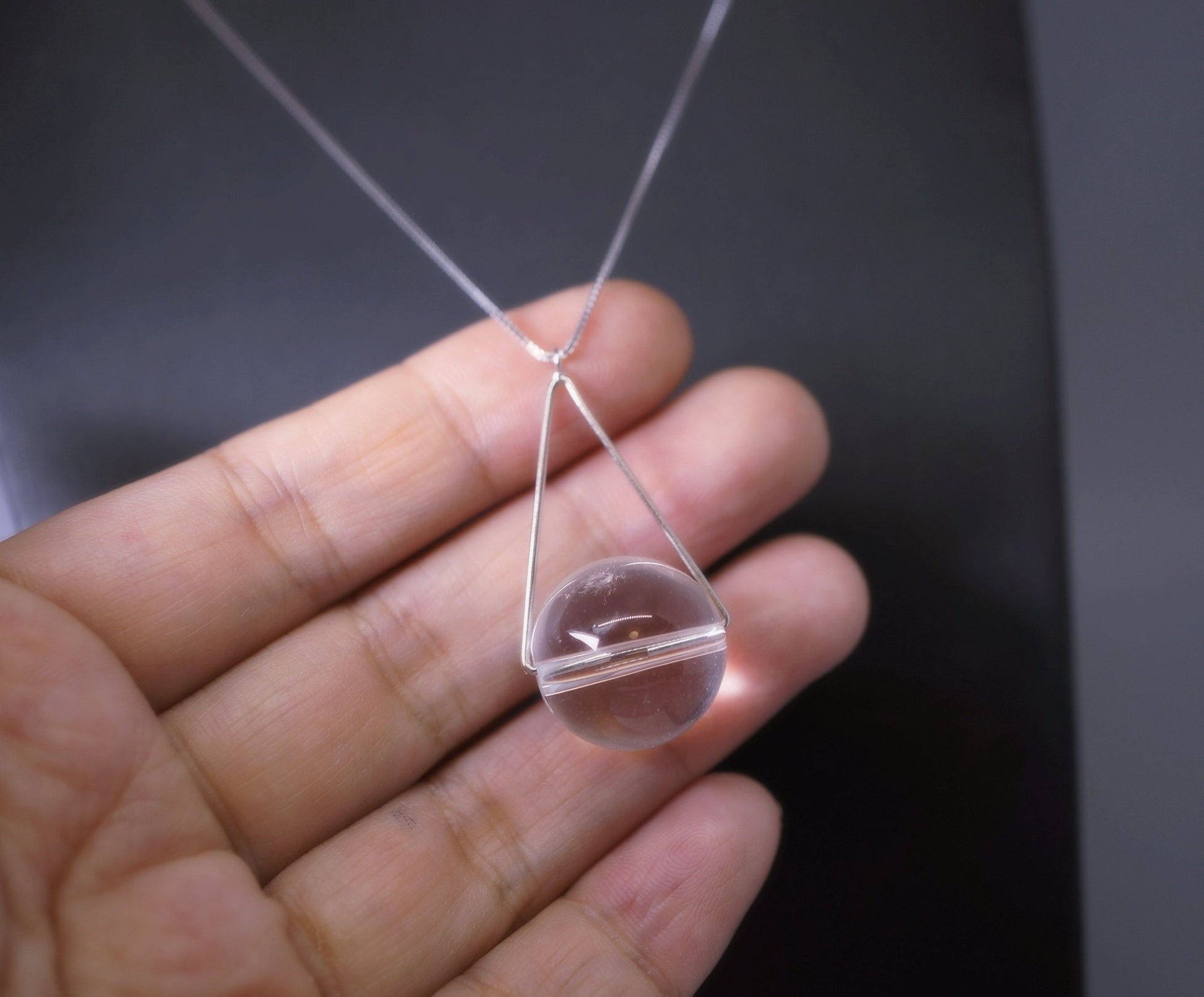 Clear Quartz Necklace: Sterling Silver Geometric Pendant, Chakra Jewelry chunky stone jewelry #2167