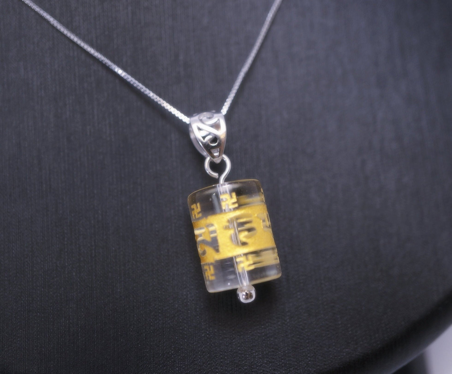 Clear Quartz Mantra Pendant: Sterling Silver Prayer Necklace chunky stone jewelry #2526