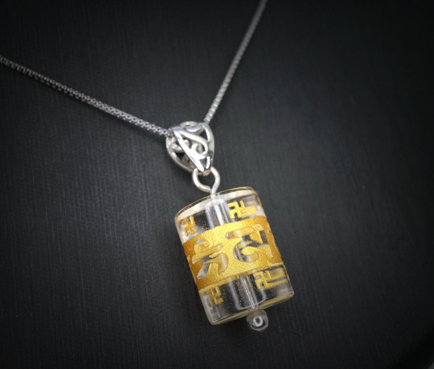 Clear Quartz Mantra Pendant: Sterling Silver Prayer Necklace chunky stone jewelry #2526