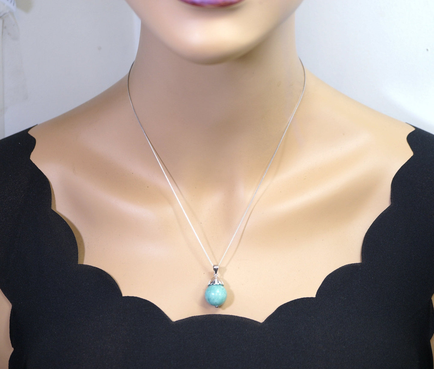 Amazonite Sterling Silver Necklace: High Energy Chakra Jewelry chunky stone jewelry #2377