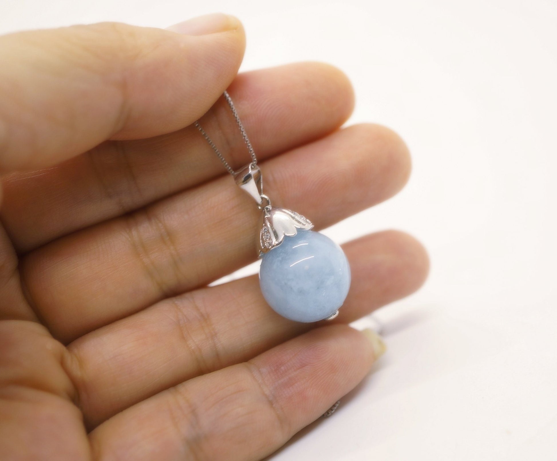 Large Aquamarine Pendant Necklace: Artisan Sterling Silver Jewelry chunky stone jewelry #2024