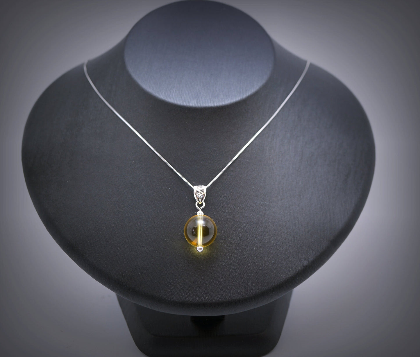 Citrine Ball Pendant: Sterling Silver Natural Gemstone Necklace chunky stone jewelry #2501