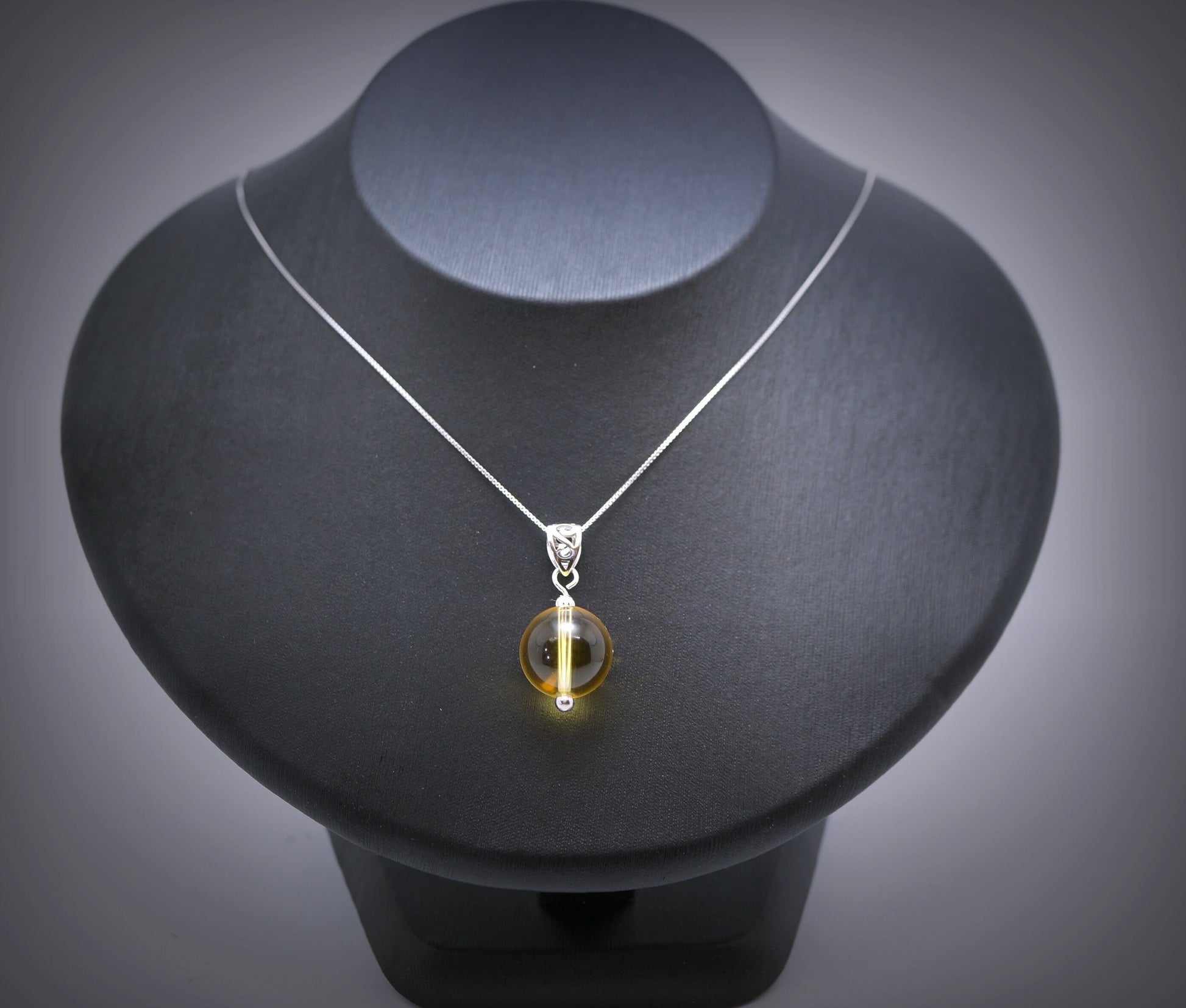 Citrine Ball Pendant: Sterling Silver Natural Gemstone Necklace chunky stone jewelry #2501