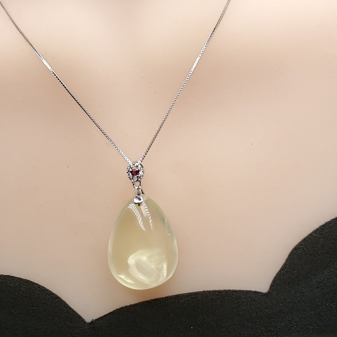 Genuine Citrine Necklace - Sterling Silver Teardrop Natural Citrine Healing Yellow Quartz Pendant chunky stone jewelry #2233