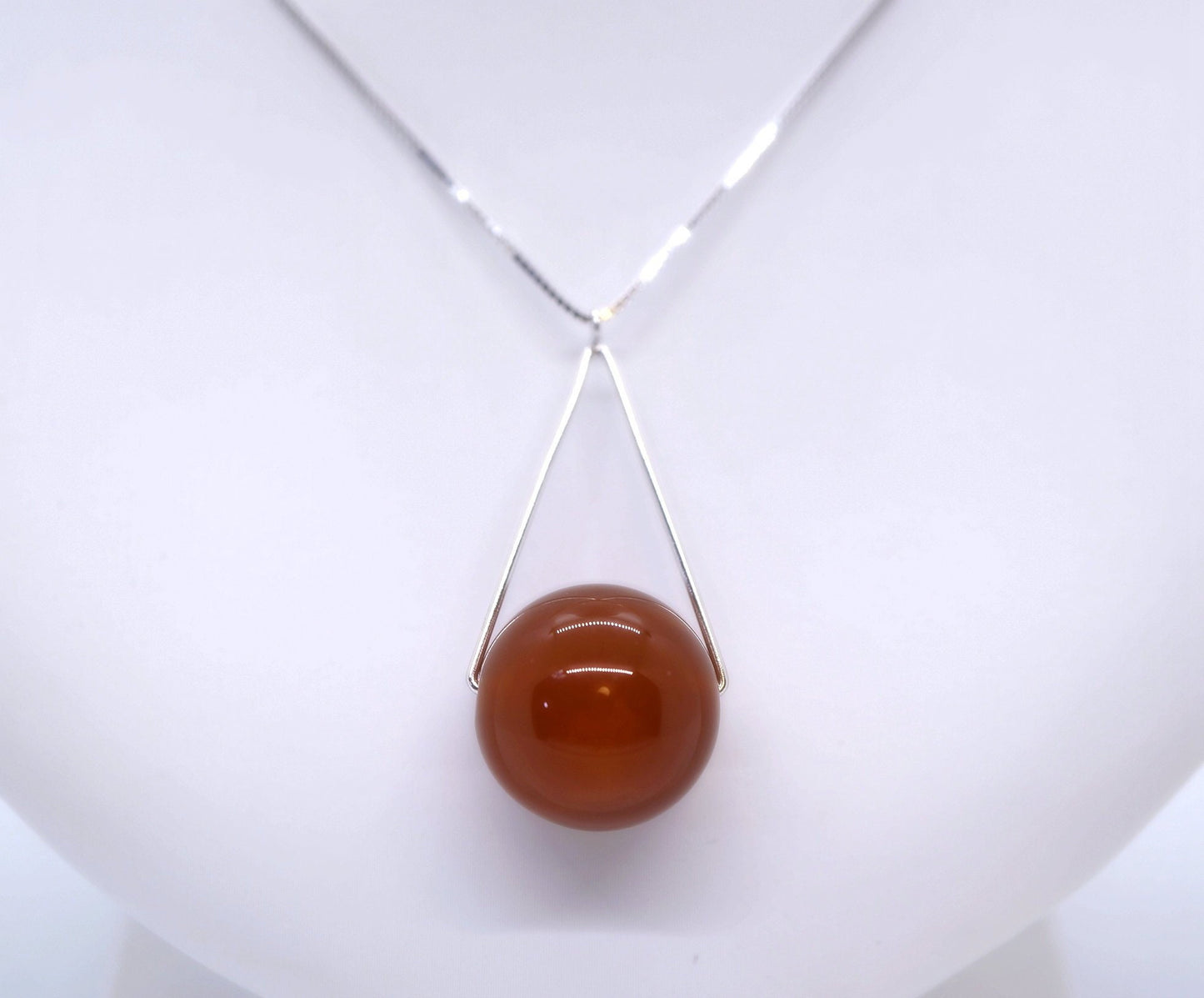 Large Red Carnelian Necklace Full Sterling Silver Geometric Triangle Pendant Red Onyx Jewelry chunky stone jewelry #2352