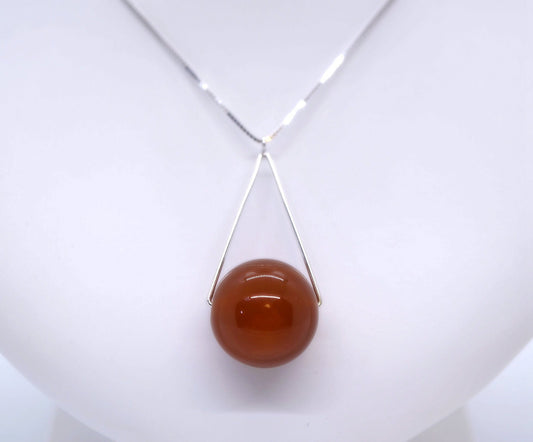 Large Red Carnelian Necklace Full Sterling Silver Geometric Triangle Pendant Red Onyx Jewelry chunky stone jewelry #2352