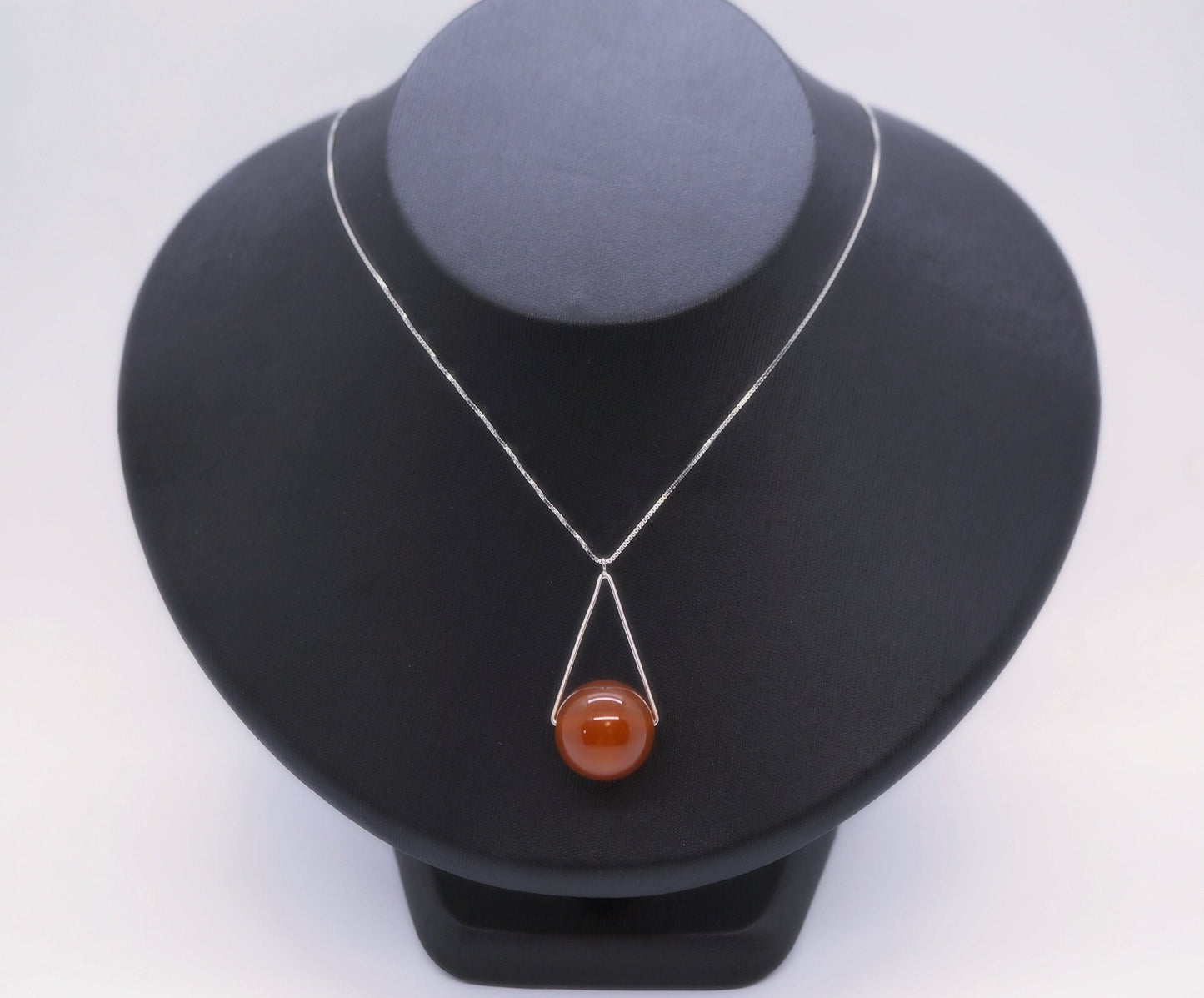 Large Red Carnelian Necklace Full Sterling Silver Geometric Triangle Pendant Red Onyx Jewelry chunky stone jewelry #2352